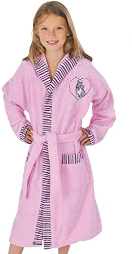 Wörner Südfrottier Bademantel Mädchen Pferd rosa Frottee