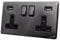 Discount Electrix USB 2 Gang Plug Socket Black Nickel Screwless Flat Plate Design with Black Insert