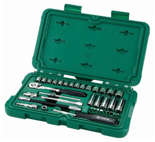 SATA 1/4 6-kant Steckschlüssel Satz, 36-tlg. ST09001SJ (Steckschl Nusskasten Ratschenkasten Steckschlüssel Werkzeugsatz) Zähne: 72/Arbeitsbereich: Metrisch