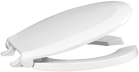 Centoco 460STSFE-001 Round Plastic Toilet Seat, Open Front with Cover Featuring Fast-N-Lock Mounting System, Heavy Duty Commercial Use, White