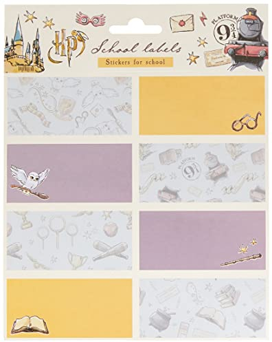 Grupo Erik Etiquetas adhesivas Harry Potter - Pegatinas libro nombres/Pack etiquetas escolares - Papeleria Harry Potter - Vuelta al cole material escolar - Producto con licencia oficial