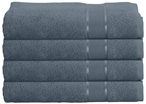 Mixibaby 4er Duschtuchset Duschtuch Duschtücher 70cm x 140cm Frottee 100% Baumwolle 500g, Farbe:Antrazit