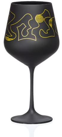 Bohemia Eclectic Rotweingläser Kristallgläser Weinglas 550 ml Schwarz Gold 2er Set