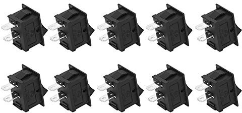 10 pezzi/set Interruttori a bilanciere a 2 pin Interruttori a bilanciere per barche On/Off Accessori industriali in plastica a 2 posizioni Nero KCD1‑101