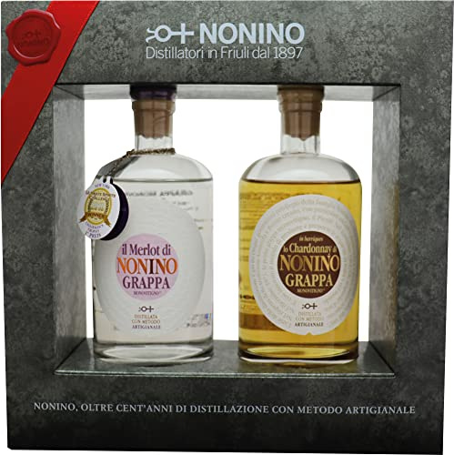 NONINO 2er Grappa Geschenkset Vigneti Chardonnay und Merlot (2 x 0.35 l) | Grappe Vigneti in Geschenkpackung