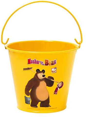 Mascha und der Bär Eimer, Gartenwerkzeug für Kinder (Sandspielzeug, Spielsachen ab einem Alter von 3 Jahren geeignet, Fassungsvermögen: 0,75 Liter, Maße: 13 x 13 x 12 cm), Mehrfarbig