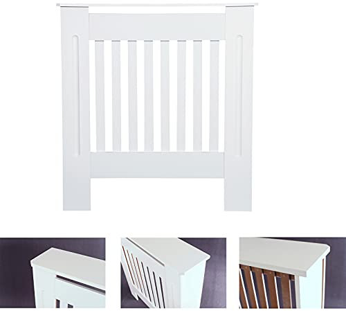 YouseaHome Small White Radiator Cover - Tall Modern Chelsea Design Vertical Slat Cabinet Radiator Shelve for Living Room/Bedroom/Kitchen (78W x 19D x 82H cm)