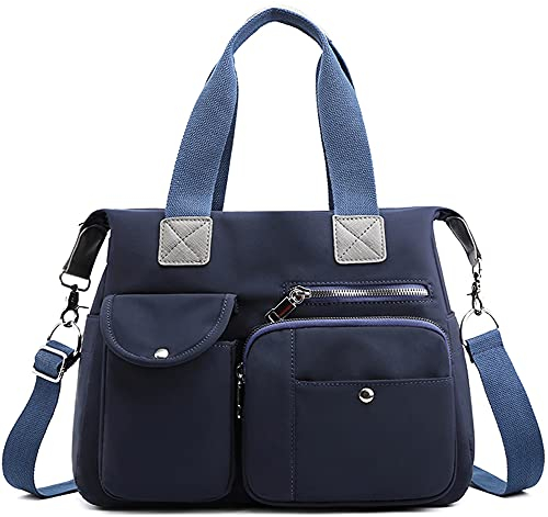 DORRISO Bolsos de Mujer Bandolera Bolso Moda Lona Bolsa Tote Bolso Grande Bolso de Mano Trabajo Escuela Viajes Casual Diario Bolsos Cruzados Azul
