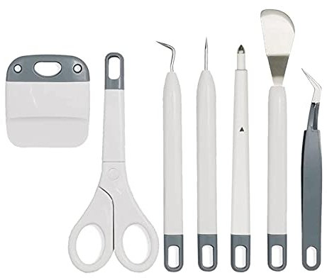 Scissors,Scrape,Weeders,Tweezers,Spatula,Scoring Stylus,Craft Vinyl Weeding Tools Set Weeding Kits for Cricut Maker/Cricut Explore Air 2/Air, cricut Tools and Accessories(7pcs Gary)