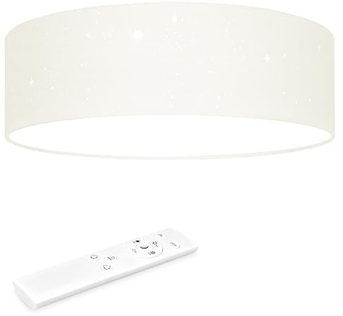 Navaris LED Deckenleuchte 40cm - Dimmbar Farbtemperaturwechsel Fernbedienung - 22W Stoff Beige Sternenhimmel - Wohnzimmer Lampe Schlafzimmer Deckenlampe Lampe Decke