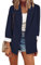 YMING Giacca da Lavoro da Ufficio da Donna Cardigan da Lavoro Larghi Giacca Primaverile Blazer A Maniche Lunghe Blu Navy L