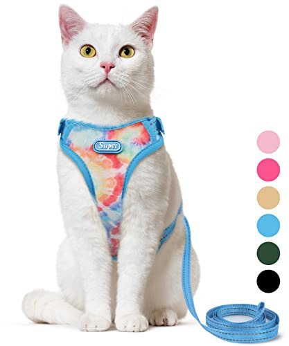 Supet Katzengurt und Leine ausbruchsicher für Spaziergänge, verstellbares Katzengeschirr und Leine Set für große und kleine Kätzchen, Hunde