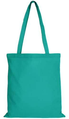 TEXXILLA Baumwolltasche - OEKO-TEX 100 zertifiziert | mit zwei langen Henkeln | 38x42cm | Jutebeutel | Einkaufstasche | unbedruckt, Farbe:smaragd