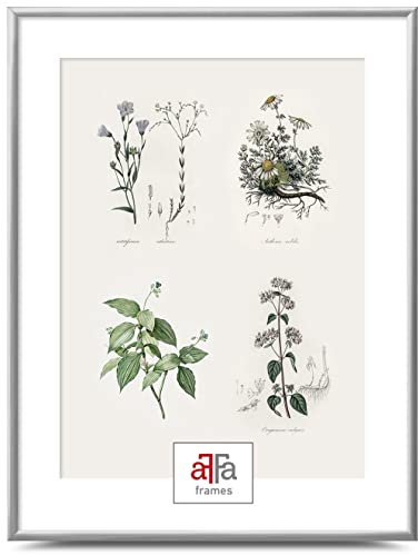 aFFa frames Bilderrahmen 60x80 cm - Plastik Klassisches Design Fotorahmen mit Acrylglas und HDF Rückwand - Posterrahmen für Fotos Urkunden Kunst Bilder Silber