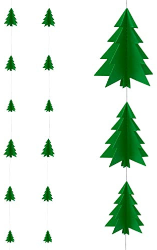 Oblique Unique® 3D Tannenbaum Girlande Deckenhänger Baum Banner Weihnachtsbaum Deko für Weihnachten Winter Advent Party (3D Baum - Hellgrün)