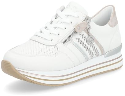 Remonte Damen Low-Top Sneaker D1318, Frauen Halbschuhe,lose Einlage,Strassenschuhe,Sportschuhe,Freizeitschuhe,Turnschuhe,Weiss Kombi (80),40 EU