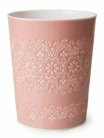 PREMZO Round Flora Bin 9 Liter Basket Container Storage Plastic Waste Paper Small Rubbish Bin Trash for Bedrooms Lounge Kitchen Home Office Bathroom Dormitory Rooms (Pink)