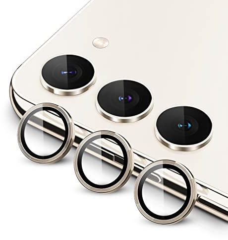 JETech Camera Lens Protector for Samsung Galaxy S23 5G 6.1-Inch / S23 Plus 5G 6.6-Inch, 9H Tempered Glass Metal Individual Ring Cover, Easy Installation Tray, HD Clear, 1 Set (Cream)