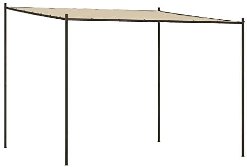 vidaXL Pavillon, Gartenpavillon Überdachung Stahlrahmen, Pergola Vordach für Terrasse Garten, Partyzelt Sonnnenschutz, Beige 3x3m 180g/m² Stoff Stahl