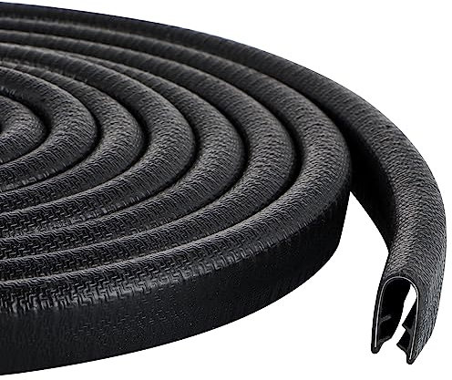 Sanbege Gummi-Kantenschutz, 3 m, selbstklebender Türkantenschutz, U-förmiger Kantendichtungsstreifen mit eingebetteten Metall-Clips, passend für 1,9 cm bis 0,6 cm dicke Kanten, Schwarz