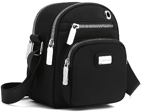 LIBAIJIAAZQH Bolso Mujer Bandolera, Bolso Movil, Bolso Para Movil Mujer Para Colgar de Nailon Gran Capacidad Cartera Impermeable Bolso Mujer Para Colgar con Puerto Auriculares.