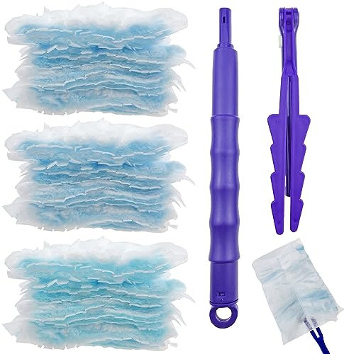 Lot de 31 recharges de plumeaux jetables bleus électrostatiques pour nettoyer la maison, les stores, les ventilateurs de plafond, les meubles