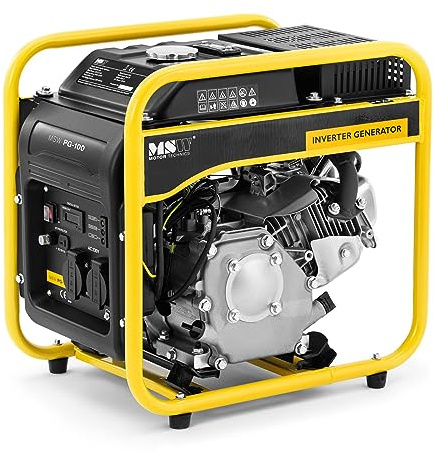 MSW MSW-PG-100 - Generatore di corrente Inverter, a benzina, 3500 W, 230 V AC, avviamento a riflusso 1 l/h, serbatoio della benzina: 5 l inverter, generatore di corrente di emergenza, generatore di