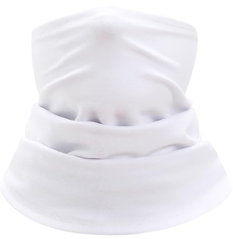 Damen Herren Winter Loop Schal Loopschal Schlauchschal Halsschal Halswaermer Multifunktionstuch Fleece Halswärmer Halstuch Winddicht Ski Maske Warmer für Outdoor Radsport Motorrad Laufen,Weiß,L