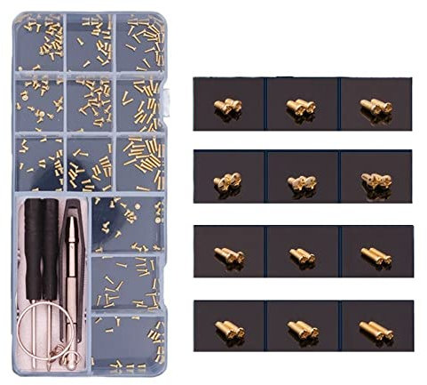 500pcs Glasses Screws With Screwdriver Tweezers Repair Kit, Glasses Screws Replacement With Tweezers Screwdriver Assorted Kit(Gold Cross Screws)