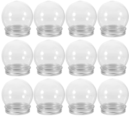 iplusmile 12 Stück 150 Ml DIY-Schneekugel Aus Durchsichtigem Kunststoff Mit Abschraubbarem Deckel Befüllbare Süßigkeitenflasche Leeres Glas Für DIY-Bastelarbeiten