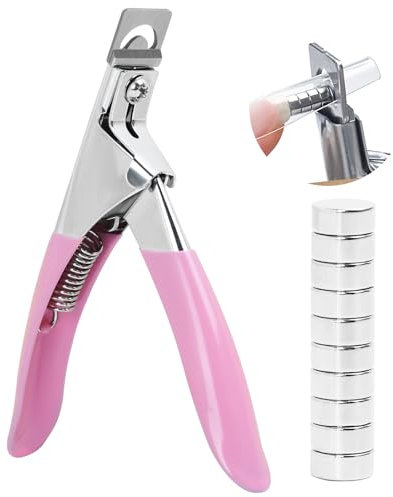 C12rtive Coupe-ongles en acrylique avec aimants, coupe-ongles pour faux ongles, coupe-ongles en acrylique avec aimants, outil de manucure pour salon ou décoration des ongles à la maison (rose)