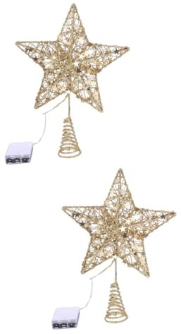 Zerodeko 2stücke Weihnachtsbaum Stern Baumspitze Goldene Weihnachtsdekoration Für Festliche Batterien Für Weihnachtsfeiern Und Festliche Anlässe