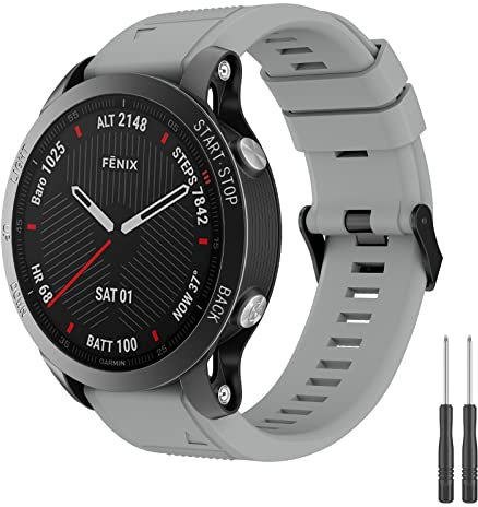 Amzpas für Quickfit 22mm Armband für Garmin Fenix 5/5 Plus/6/6 Pro/7/7Pro Armband,Quickfit Armband 22mm für Garmin Quatix 5,Instinct/Instinct 2,Forerunner 935/945/955/745,Approach S60/S62 (Grau)