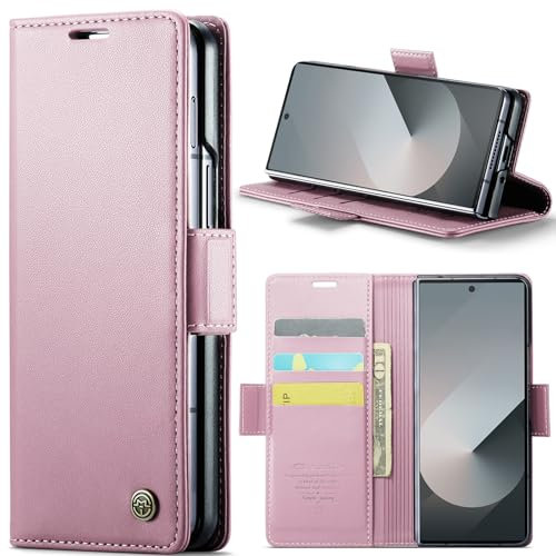 Phernykas Coque pour Samsung Galaxy Z Fold 6 Étui Portefeuille Cover en Cuir PU Wallet avec Cartes Magnétique et RFID Protection Antivol Folio Housse Samsung Galaxy Z Fold 6 Case, doré