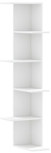 vidaXL Wand Eckregal, Wandregal Regal Dekorativ, Bücherregal Schweberegal für Wohnzimmer Schlafzimmer, Hängeregal Wandboard, Weiß Holzwerkstoff