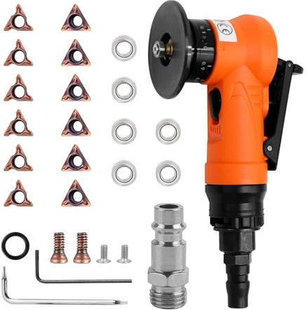 Pneumatic Chamfering Machine, 2-in-1 Pneumatic Chamfering Tool 45° Arc Corner Mini Air-Powered Portable Handheld Air Chamfer Tool for Wood Metal Burr Trimming Deburring (R6+4 Bearings)