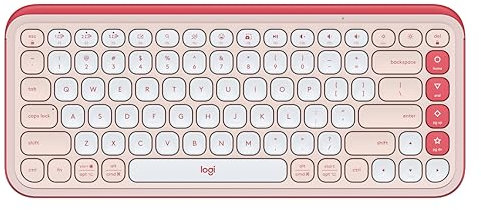 Logitech POP ICON Keys kabellose Bluetooth-Tastatur, Komfortables Tippen, programmierbare Tasten, Easy-Switch zwischen bis zu 3 Geräten, für Notebook, Tablet, PC - Rosa, QWERTY