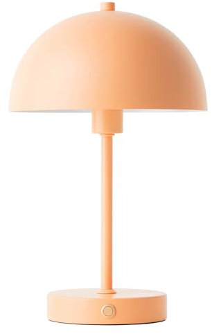 mokebo® LED Tischlampe kabellos, Akku Tischleuchte dimmbar & aufladbar mit USB-C 'Der Leuchtturm', Vintage Flowerpot Lampe, Pilz Lampe & Nachttischlampe Taupe Metall mit Batterie, warmweißes Licht