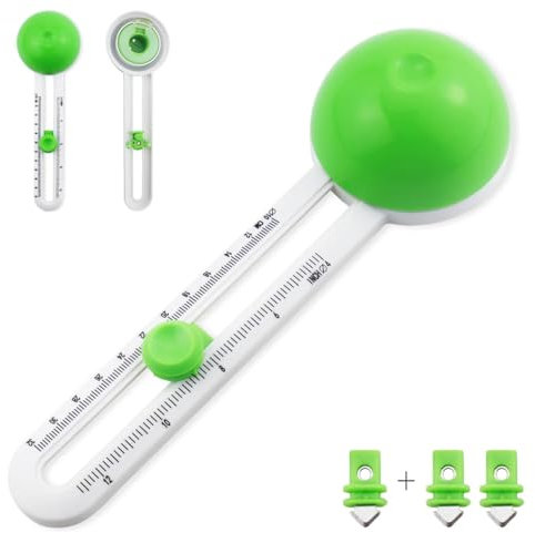 MEISO Taglierina Circolare Rotante, Taglieria Circolare Regolabile con 3 Lame, per Carta per Tagliare Cerchi da 4-12 Pollici, Taglio Circolare Coltello per Arte DIY, Creazione di Biglietti (Verde)