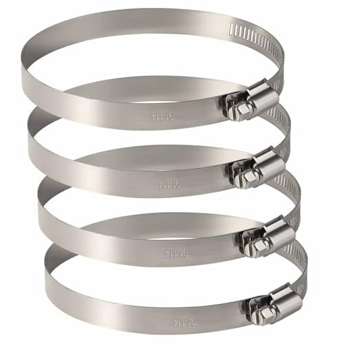4 Pack Large Size Metal Hose Clips 91-114 mm Adjustable Ducting Clamps for Securing Hoses and Pipes Tube