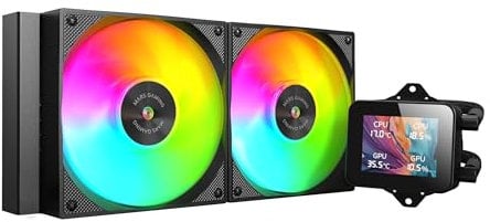 Mars Gaming ML-VISION240, Refroidissement Liquide AIO, TDP 500W, 2X Ventilateurs ARGB avec Noyau en Cuivre et Aluminium FDB, ÉCran LCD IPS 4:3 Rotation 360° et Logiciel, Multisocket Universel, Noir