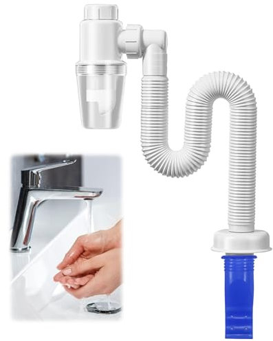 Raumsparsiphon, Flexibler Ablaufschlauch 1 1/4 Zoll Siphon, Einstellbarer Siphon Waschbecken, Geruchsdichter Flexibles Siphon, Austauschbarer Abwasserrohr, Abflussrohr mit Geruchsverschlus