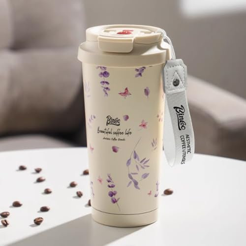 OZWJDY Vasos totalmente automáticos, termo de café eléctrico recargable, modelo Stanley, vaso de acero inoxidable con agitación de un solo toque, 8 horas de larga duración, conservación del calor,