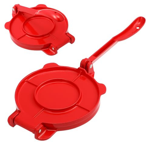 CONGARTENO Prensa Para Tortillas De Aluminio 16.5 Cm Roja Herramienta Para Hacer Tortillas Prensa De Masa Resistente Corrosión Utensilio De Cocina Para Hogar y Restaurante