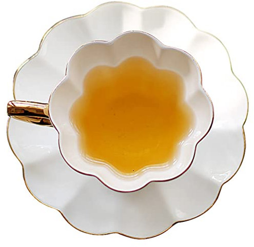 SOIMISS Tazzina Da Caffè Con Piattino in Ceramica Bianca Con Dorato Tazza Da Latte Per Casa Ufficio e Caffetteria Adatta Per Tè Cappuccino e Bevande Calde