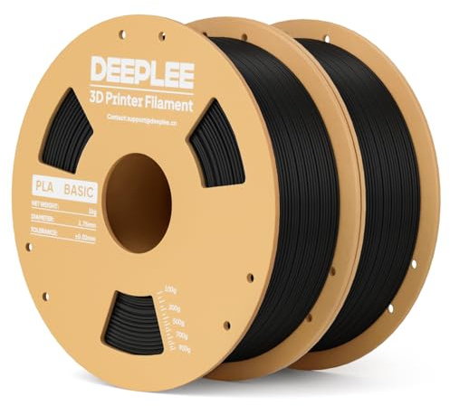 DEEPLEE Basic PLA Filament 1.75mm Schwarz 2KG | Glatte Oberfläche, sauber gewickelt, Stärkere Zähigkeit 3D Drucker Filament