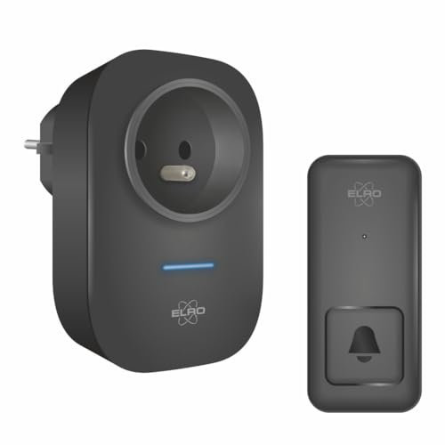 ELRO DB4000PF-P1C1B Kinetic Türklingel-Set, kabellos, mit Plug-in-Empfänger mit Stecker, ohne Batterien