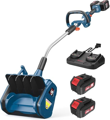 Enhulk 2×20V Akku-Schneefräse, 35cm Arbeitsbreite, 20cm Räumhöhe, Schneeschaufel mit Zusatzhandgriff, 8m Wurfweite, ±30° Verstellbare Wurfrichtung (Inkl. 2x4Ah Akku & 2,2A Doppelladegerät)