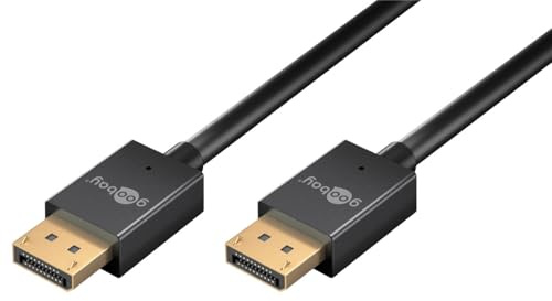 goobay Slim DisplayPort cable, 2 m, up to 8K @ 120 Hz or 4K 240 Hz, 40 Gbit/s, ultra-slim design, ultrawide compatible, with daisy chaining, for monitor or projector, black 77443