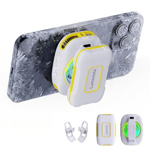 Lumivista Enfriador de teléfono para juegos, ventilador magnético recargable silencioso con luces RGB, radiador semiconductor para iPhone y Android, radiador de teléfono de bajo ruido para TikTok Live
